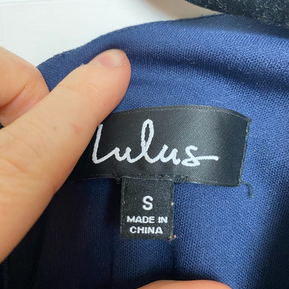 Lulu’s Elicia Navy Blue Polka Dot Long Sleeve Midi Dress - Size S - Picture 6 of 7